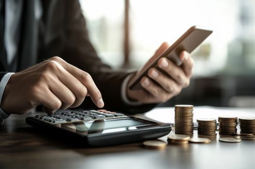 Mann mit Taschenrechner